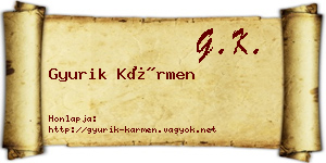 Gyurik Kármen névjegykártya